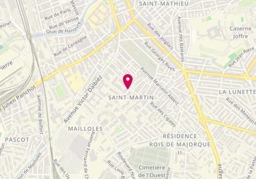Plan de Ydiline Coiffure A Domicile, 13 Rue Auguste Rodin, 66000 Perpignan