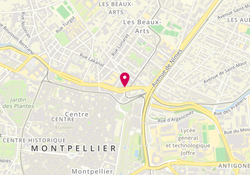 Plan de M.R Coiffure Barbier, 1 Rue Proudhon, 34090 Montpellier