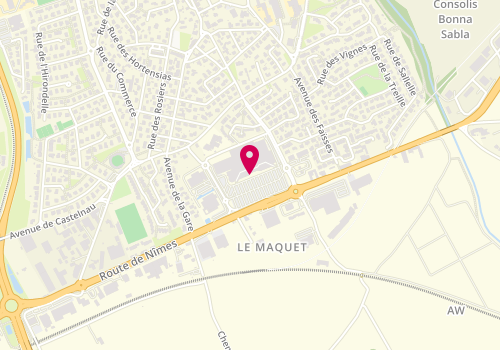 Plan de Excel Coiffure, Route Départementale 613. Route de Nimes. Centre Commercial Carrefour, 34920 Le Crès