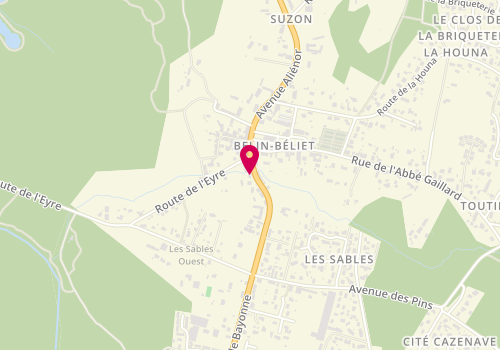 Plan de L'Atelier de Coiffure, 17 Route de Bayonne, 33830 Belin-Béliet