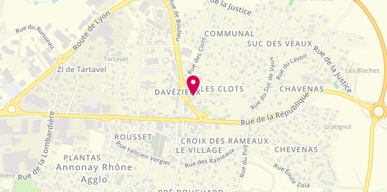 Plan de Hervé Cros Coiffure, 14 Place des Peupliers, 07430 Davézieux