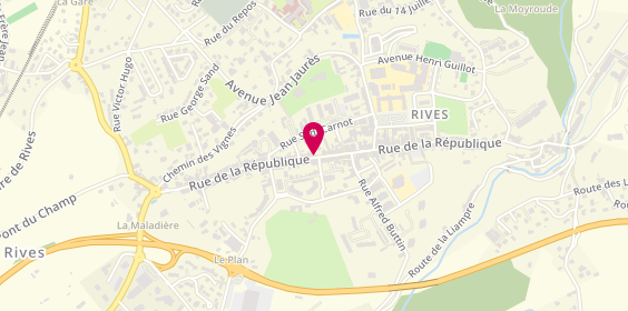 Plan de Assia Coiffure, 115 Rue de la République, 38140 Rives