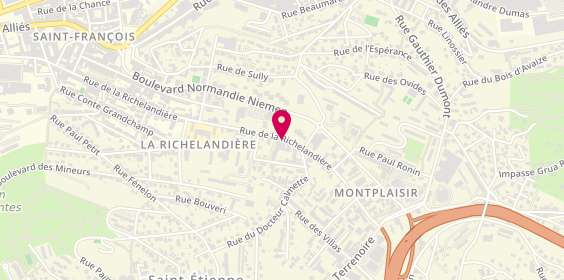 Plan de L'Etincelle Coiffure, 112 Rue Richelandière, 42100 Saint-Étienne