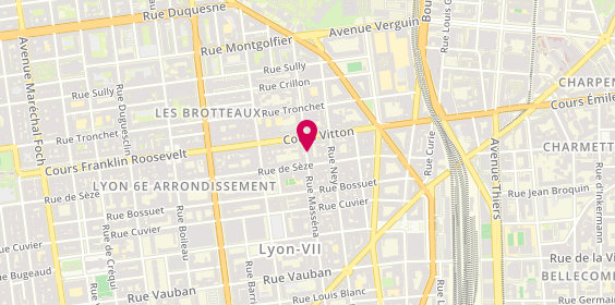 Plan de Mh Coiffure & Esthétique, 45 Rue Masséna, 69006 Lyon