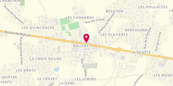 Plan de Brunelle Coiffure, 49 Route de Bourg en Bresse, 01310 Polliat