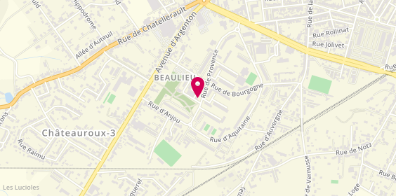 Plan de Beaulieu Coiffure, 20 Rue Provence, 36000 Châteauroux