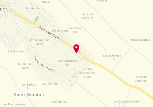 Plan de Sandrine Coiffure, 104 Route de Gien, 45500 Saint-Gondon
