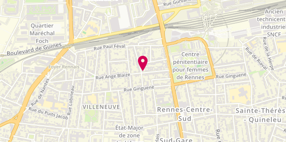 Plan de Bruno Coiffure Hommes, 73 Rue Ange Blaize, 35000 Rennes