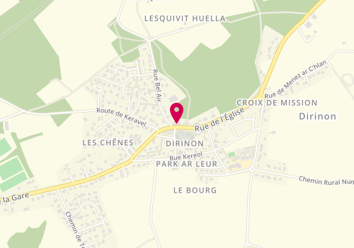 Plan de Linea Coiffure, 3 Rue de l'Église, 29460 Dirinon