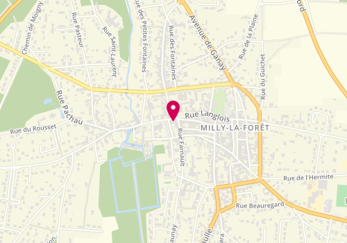 Plan de L’Atelier de Laëtitia, Place de la Mairie
15 Rue Langlois, 91490 Milly-la-Forêt