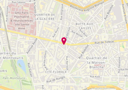 Plan de Tchip Coiffure, 217 Rue de Tolbiac, 75013 Paris