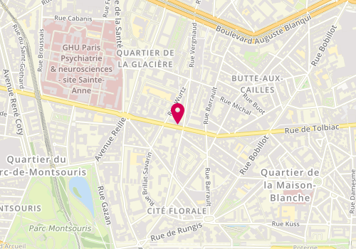 Plan de Tony Coiffure, 224 Rue de Tolbiac, 75013 Paris