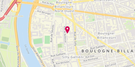 Plan de Antoine Coiffure, 45 Rue de Bellevue, 92100 Boulogne-Billancourt