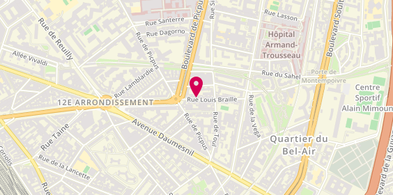 Plan de Coiffure Paris 12, 7 Rue Louis Braille, 75012 Paris