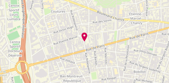 Plan de Salon de Coiffure Atlas, 5 Rue Arsène Chéreau, 93100 Montreuil