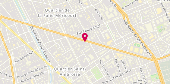 Plan de Lyna Coiffure, 66 avenue de la République, 75011 Paris