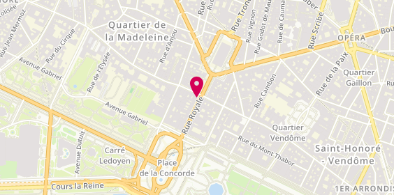 Plan de Coiffeur Paris 8 - l' appartement Royal, 15 Rue Royale, 75008 Paris