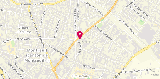 Plan de Coiffeurs 7 chemins, 4 Boulevard Aristide Briand, 93100 Montreuil