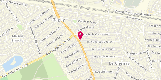 Plan de Sg Coiffure, 55 Rue Vaillant Couturier, 93220 Gagny