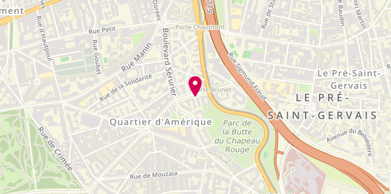 Plan de Mouss Coiffure, 6 Avenue Porte Brunet, 75019 Paris