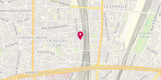 Plan de Aziz Coiffure, 30 Rue Stephenson, 75018 Paris