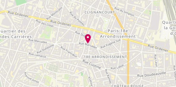Plan de Le barbier de Montmartre, 104 Rue Marcadet, 75018 Paris