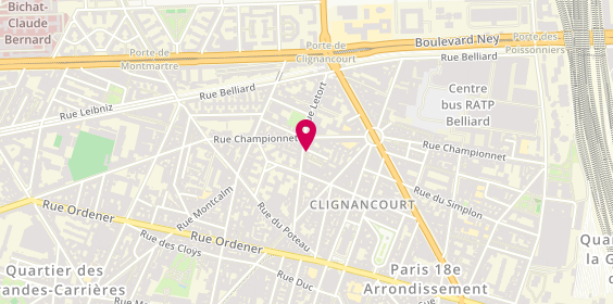 Plan de Mousse Coiffure, 30 Rue Letort, 75018 Paris