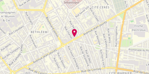 Plan de Deux'R Coiffure, 143 avenue Jean Jaurès, 51100 Reims