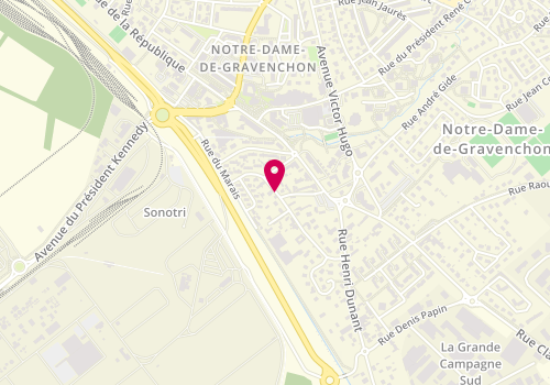 Plan de Sev Rine Coiffure, Notre Dame de Gravenchon 4 Rue Georges Clemenceau, 76330 Port-Jérôme-sur-Seine