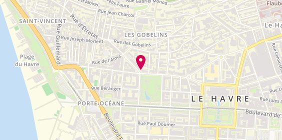 Plan de Rue des Ateliers-Côté Coiffure, 68 Rue Président Wilson, 76600 Le Havre