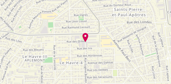 Plan de RION Catherine, 28 Rue des Oeillets, 76610 Le Havre