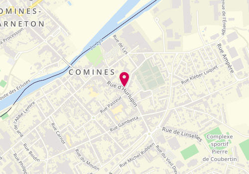 Plan de Comin Coiffure Mixte, 57 Rue d'Hurlupin, 59560 Comines